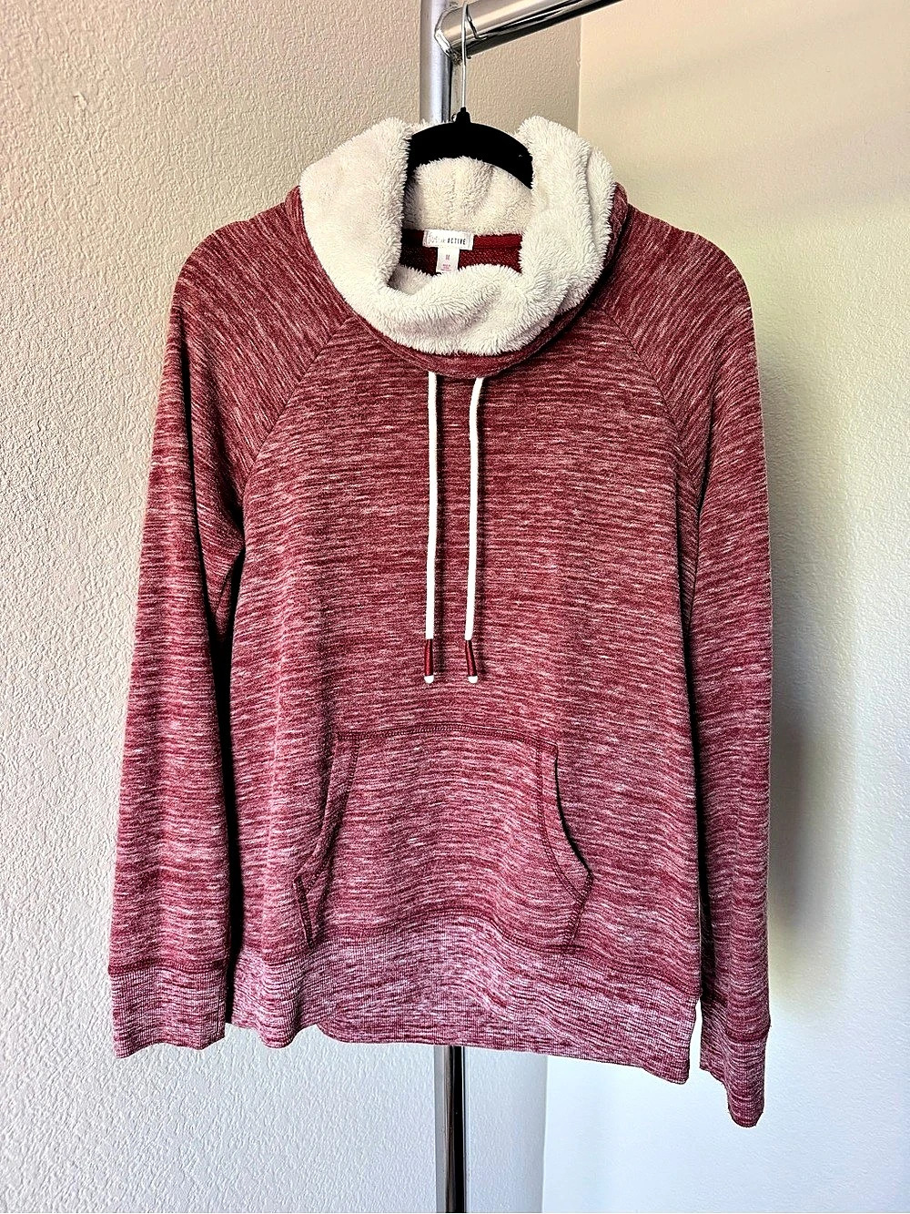Flirtitude Active Burgundy Sherpa Cowl Neck Pullover